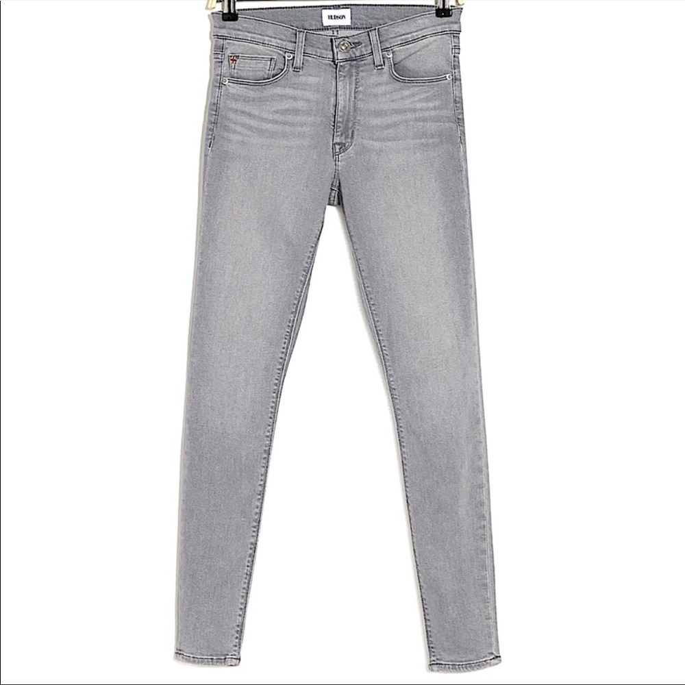 NWOT $195 HUDSON Jeans Natalie Midrise Super Skinny Ankle Flores Gray Denim 26